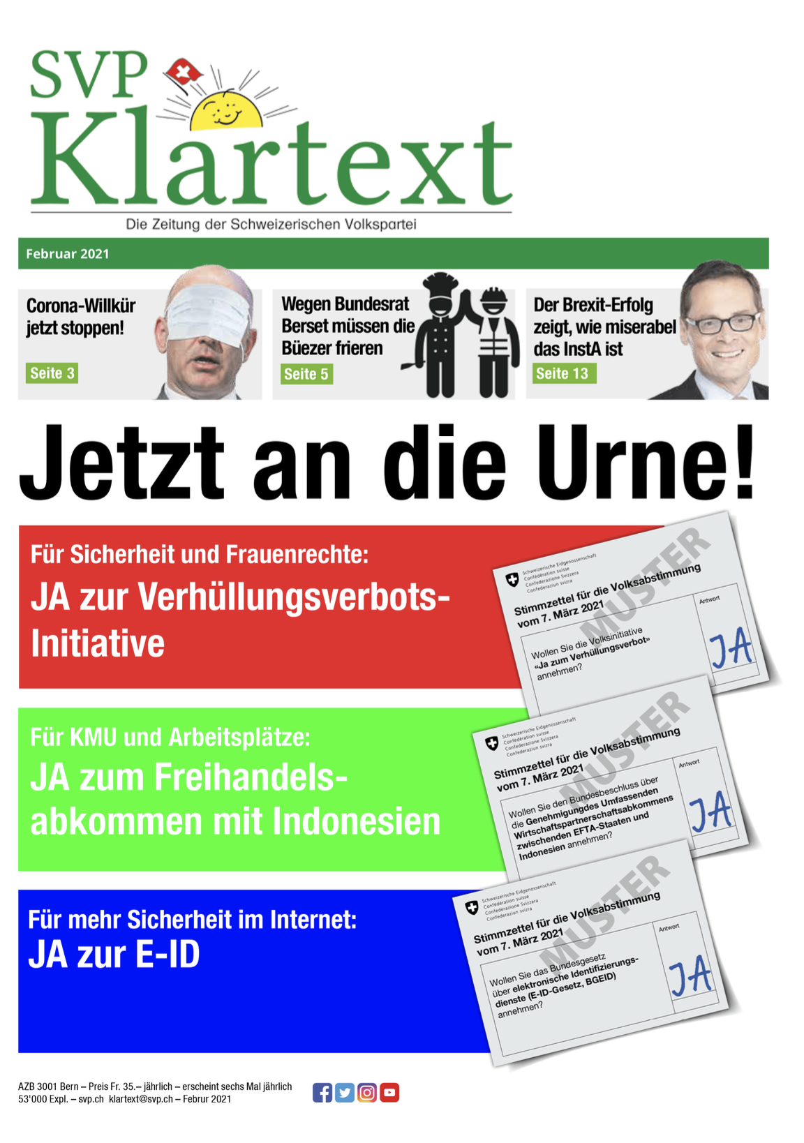 SVP Schweiz - SVP-Klartext Februar 2021